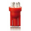 LED žárovka T10 12V 5W 4xLED – červená