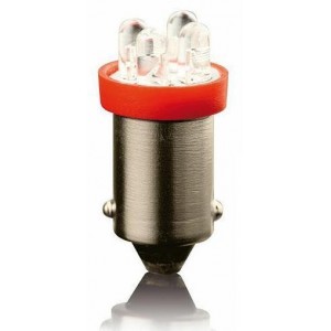 LED ž&aacute;rovka BA9S 12V 4W 4LED &ndash; červen&aacute;