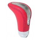 Hlavice řadic&iacute; p&aacute;ky &ndash; červen&aacute; kůže/chrom