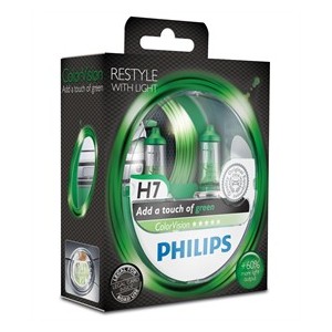 Autož&aacute;rovky Philips H7 Color Vision zelen&eacute; 12V 55W