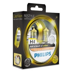 Autož&aacute;rovky Philips H4 Color Vision žlut&eacute; 12V 60/55W