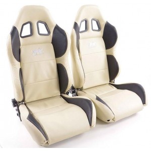 Sportovn&iacute; sedačka FK &ndash; b&eacute;žov&aacute;/čern&aacute; koženka