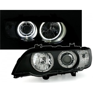 Předn&iacute; čir&aacute; světla BMW X5 E53 00-03 LED ANGEL EYES čern&aacute;