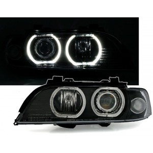 Předn&iacute; čir&aacute; světla BMW E39 95-00 XENON LED ANGEL EYES čern&aacute;