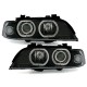 Přední čirá světla BMW E39 95-00 XENON LED ANGEL EYES černá