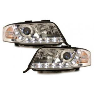 Audi A6 4B (97-01) předn&iacute; světla D-LITE DRL, chrom