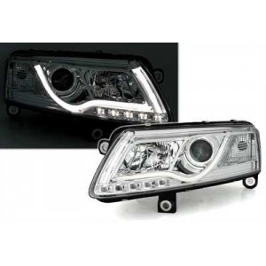 Audi A6 C6 4F (04-08) předn&iacute; světla XENON TUBE LIGHTS DRL, chrom
