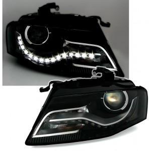 Předn&iacute; světla Audi A4 8K B8 07-11 s denn&iacute;m sv&iacute;cen&iacute;m, čern&aacute;