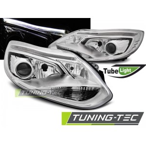 Předn&iacute; čir&aacute; optika Ford Focus MK3 11-14 TUBE LIGHTS chrom