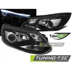 Předn&iacute; čir&aacute; optika Ford Focus MK3 11-14 TUBE LIGHTS čern&aacute;