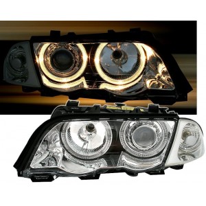 BMW E46 Lim./Touring předn&iacute; světla ANGEL EYES, chrom