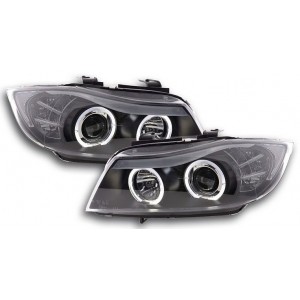 BMW E90/E91 předn&iacute; světla LED ANGEL EYES, čern&aacute;