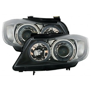 BMW E90/E91 předn&iacute; světla ANGEL EYES, čern&aacute;