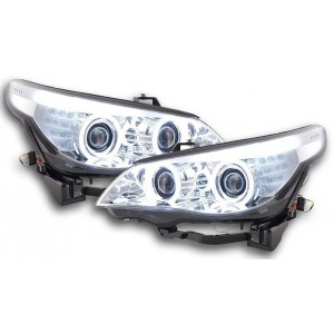 Předn&iacute; čir&aacute; světla BMW E60, E61 03-04 XENON CCFL, chrom