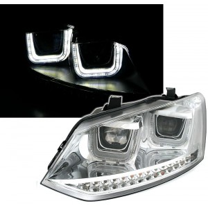 Předn&iacute; čir&aacute; světla VW Polo 6R 09-14 U TUBE, chrom