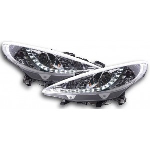 Předn&iacute; světla Peugeot 207 06-10 s denn&iacute;m sv&iacute;cen&iacute;m, chrom
