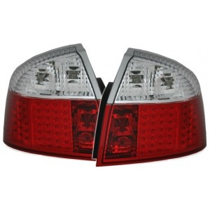 Zadn&iacute; čir&aacute; světla Audi A4 8E Lim. 01-04 - LED, červen&aacute;/krystal