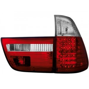 Zadn&iacute; čir&aacute; světla BMW X5 00-02 &ndash; LED, červen&aacute;/krystal