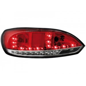 Zadn&iacute; čir&aacute; světla VW Scirocco III 08-10 - LED, červen&aacute;/krystal