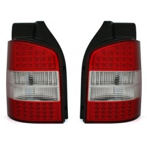 Zadn&iacute; čir&aacute; světla VW T5 03-09 - LED, červen&aacute;/krystal